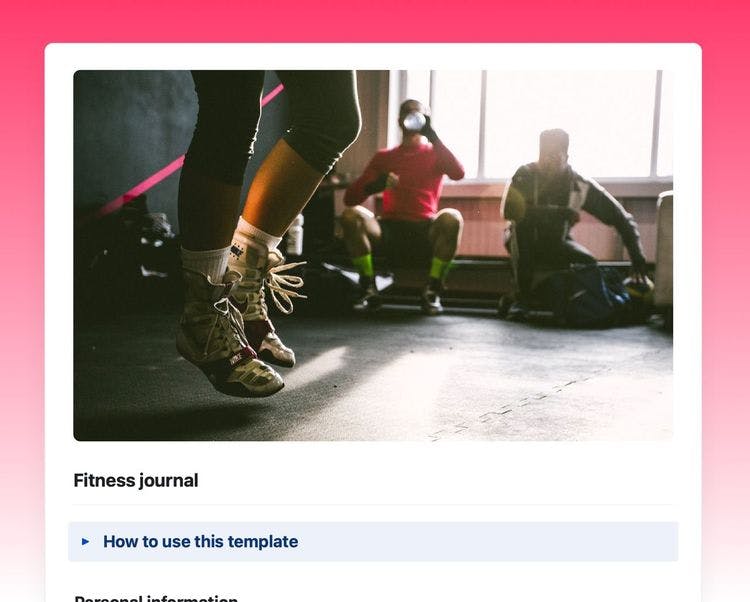 Craft Free Template: fitness journal in craft 