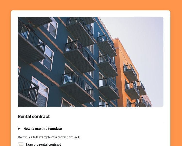Craft Free Template: Rental contract in Craft