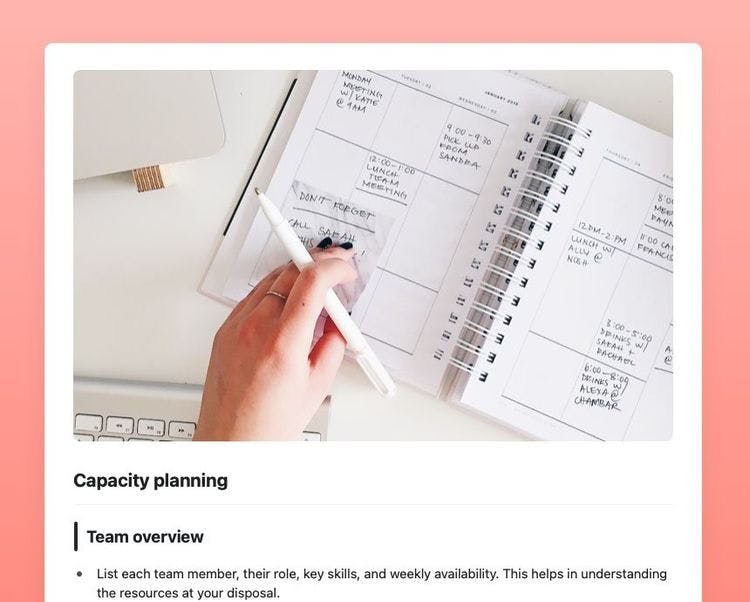 Craft Free Template: Capacity planning in Craft