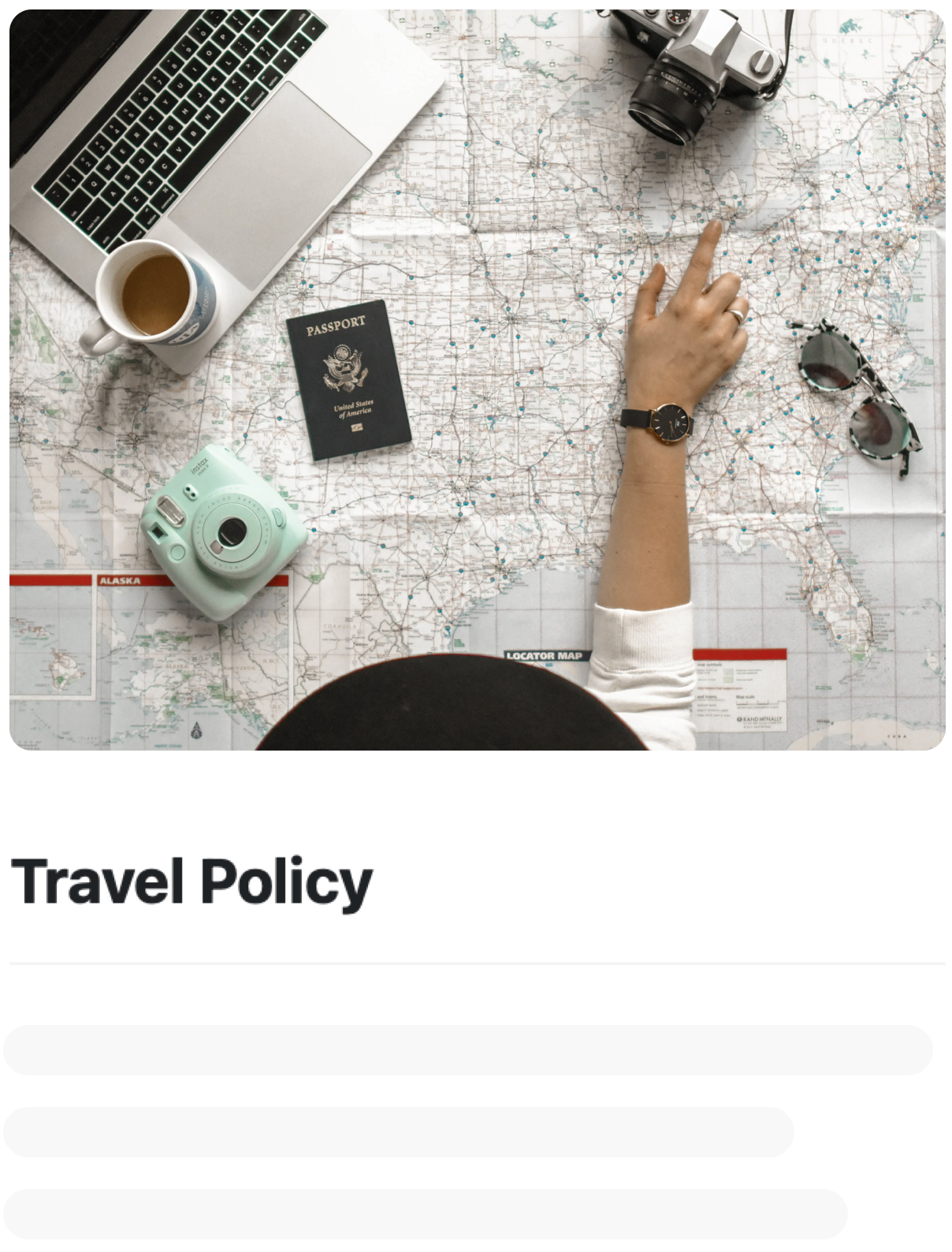 Knowledge base page for the company travel policy in Craft