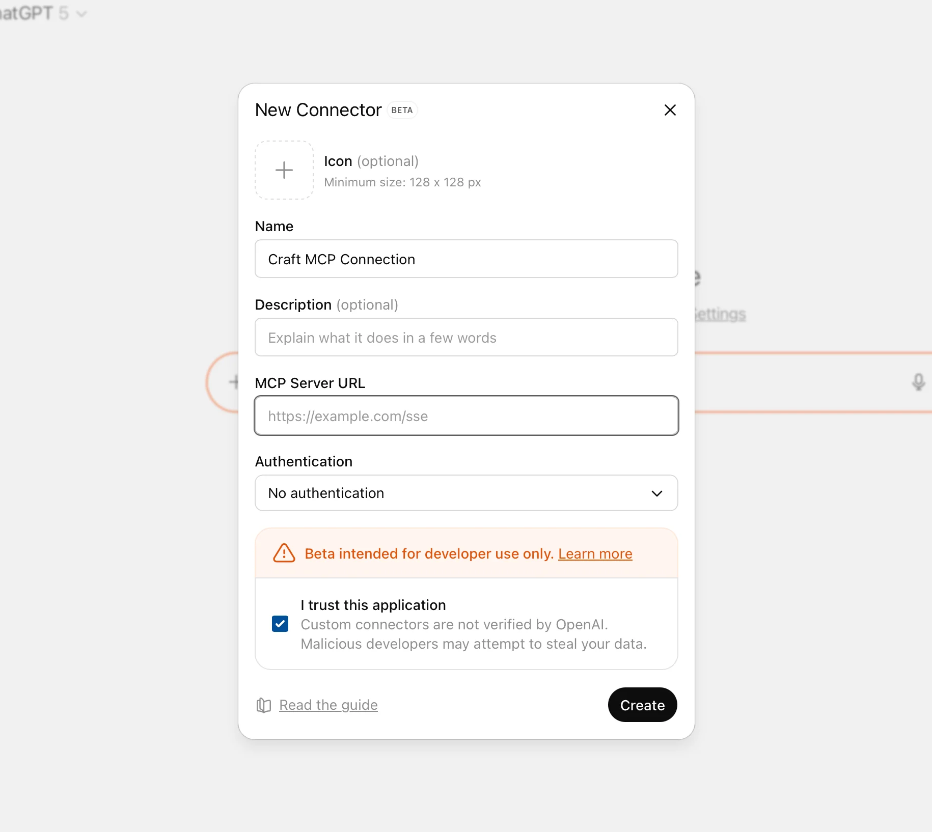 Configure the new custom connector