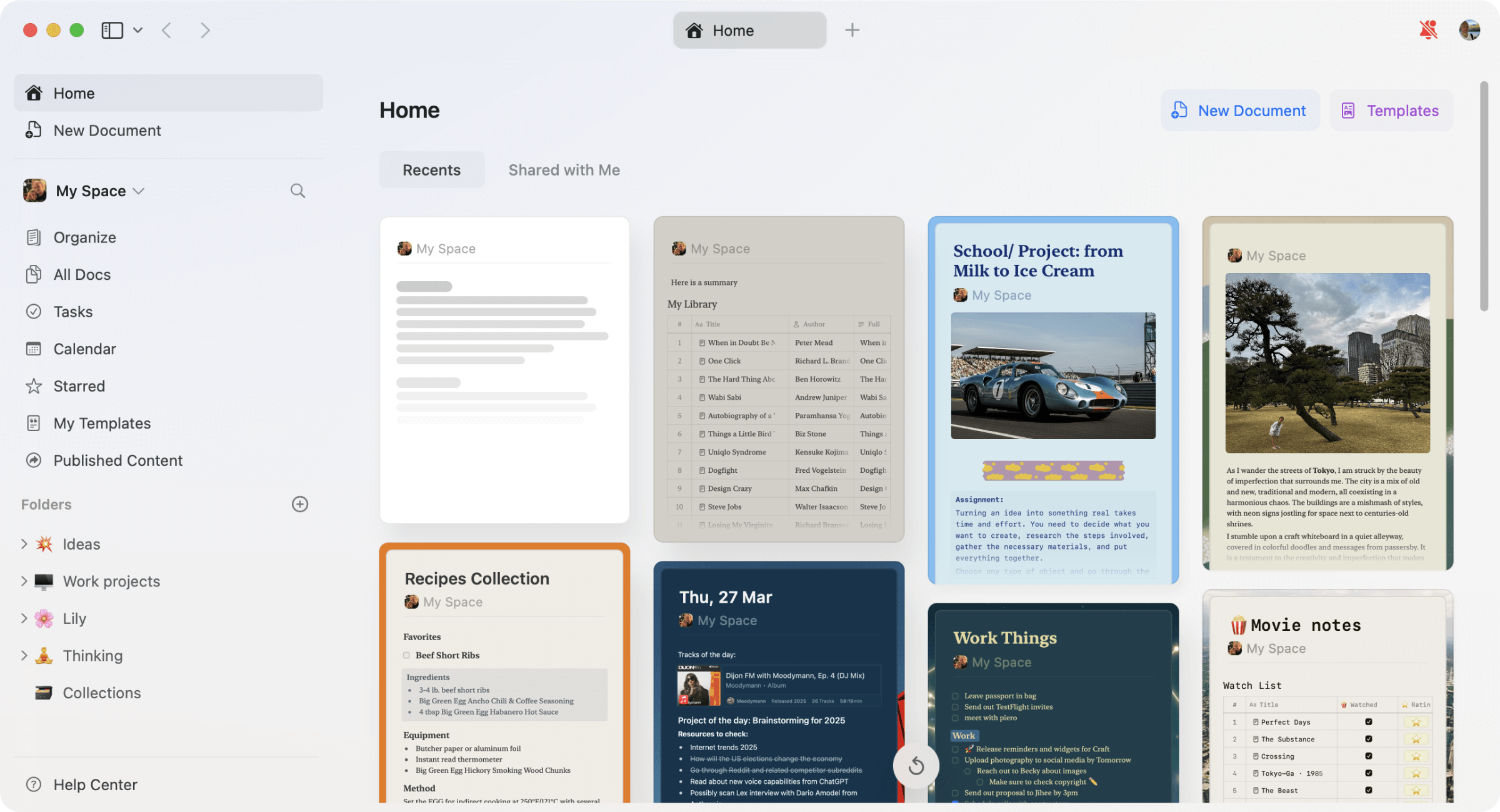 Organisieren feature screenshot