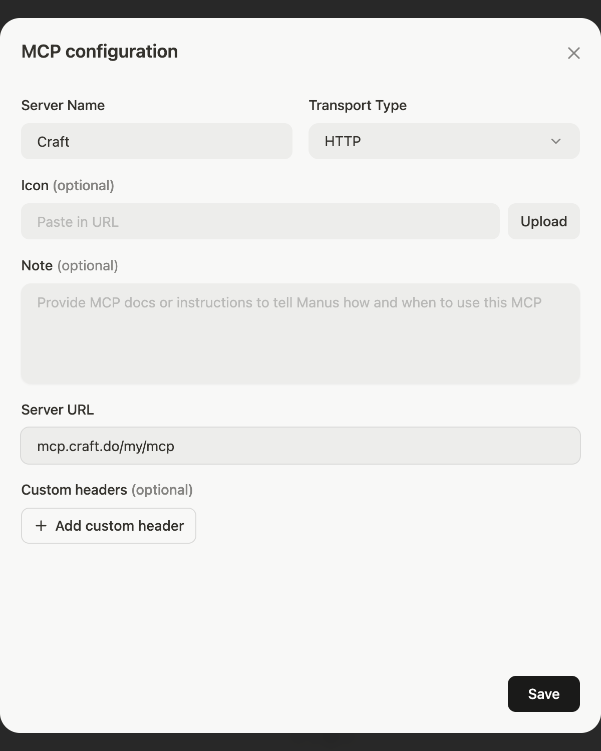 Configurare il server MCP in Manus