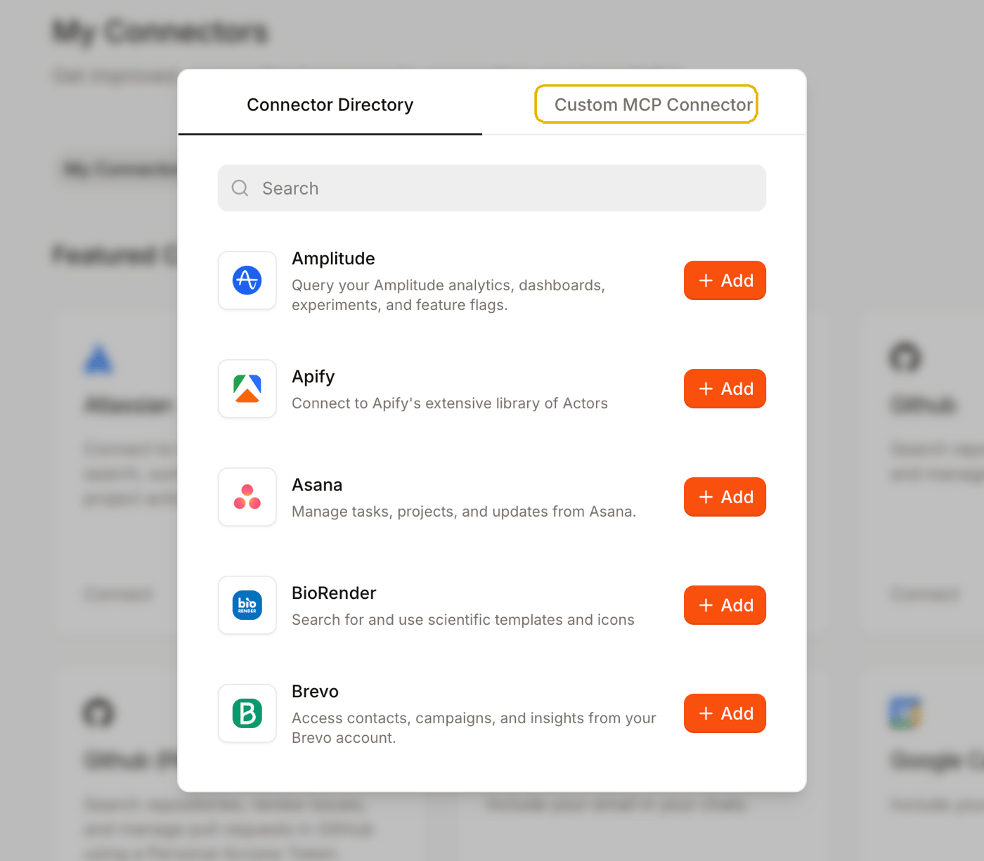 Aggiungi un connettore MCP personalizzato