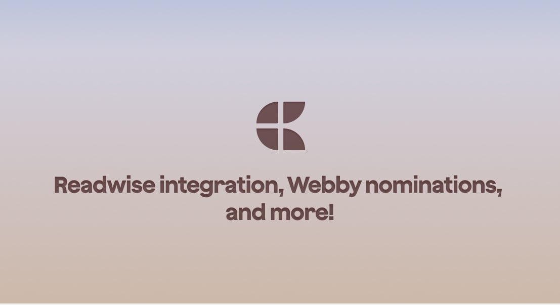 3.1.2 - Craft update - Readwise integration, Webby nominations, and more!