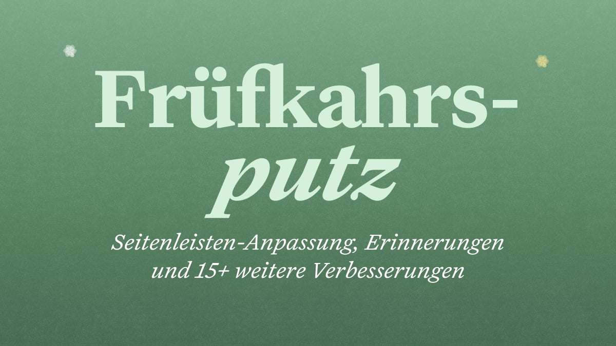 Craft Update – Sidebar-Anpassung, Reminders und 15+ weitere Verbesserungen