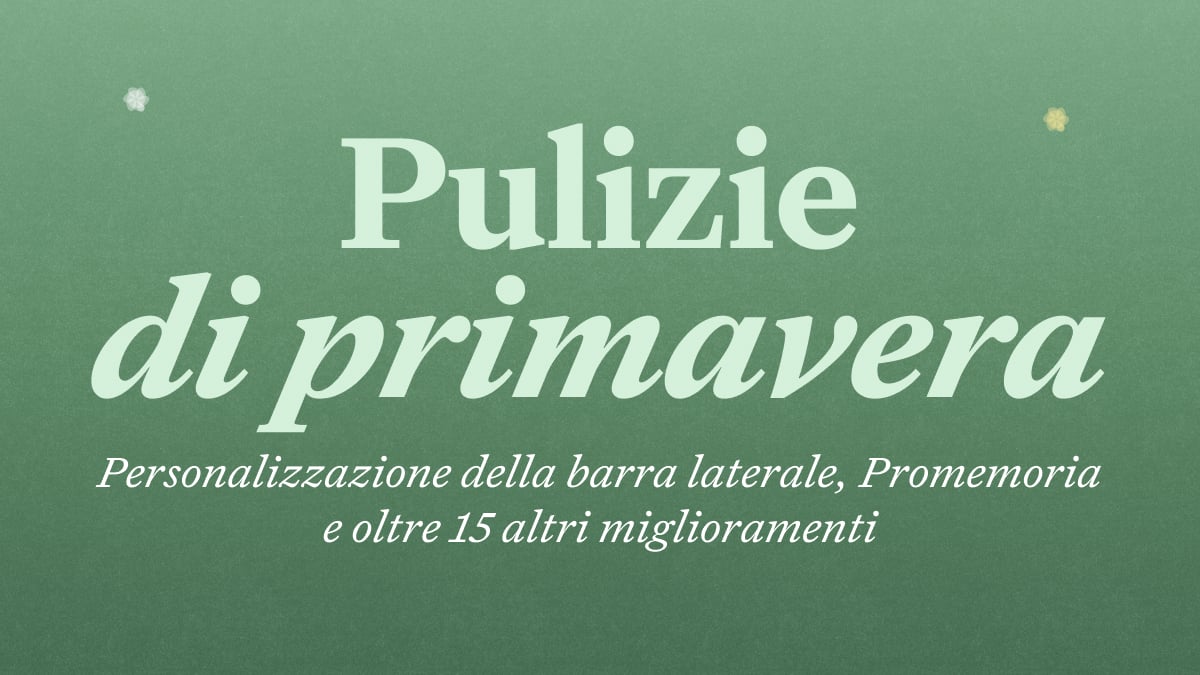 Aggiornamento Craft – Personalizzazione della sidebar, Promemoria e oltre 15 altri miglioramenti