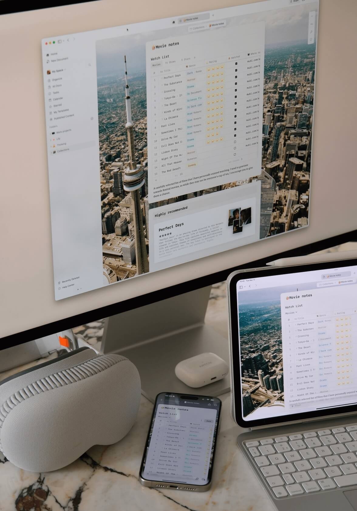 Mac、iPad、iPhone。相同的筆記。已包含。