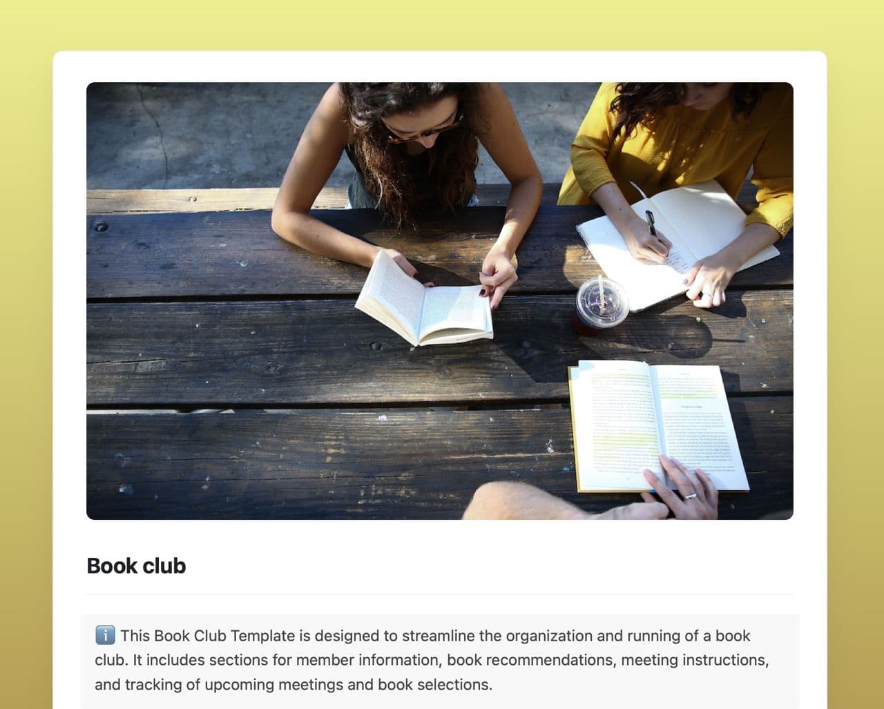 Craft Free Template: Book club