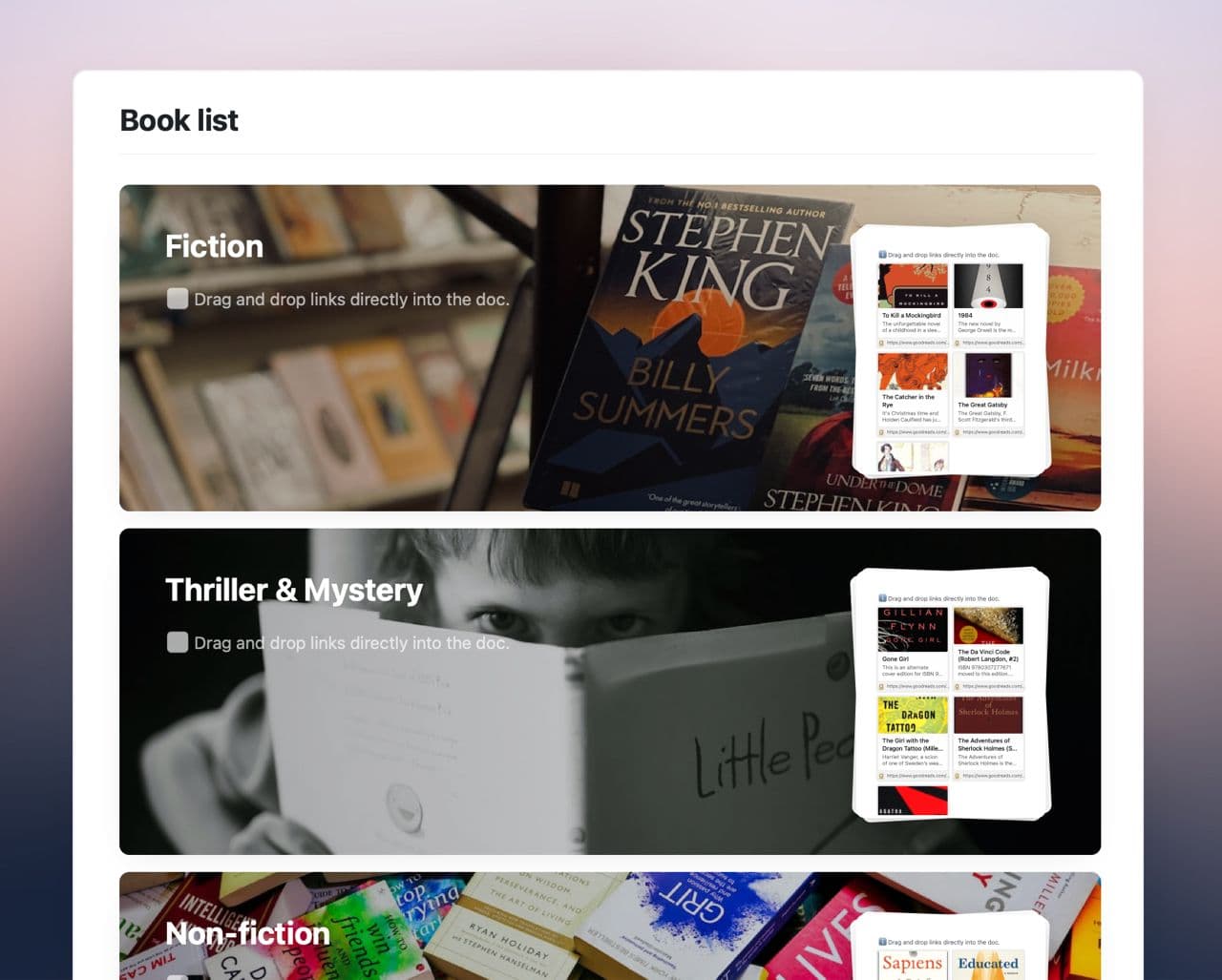 Craft Free Template: Book list