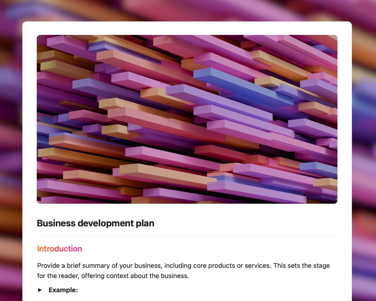 Craft Free Template: Business development plan