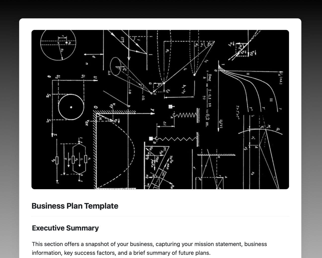 Business plan template in Craft