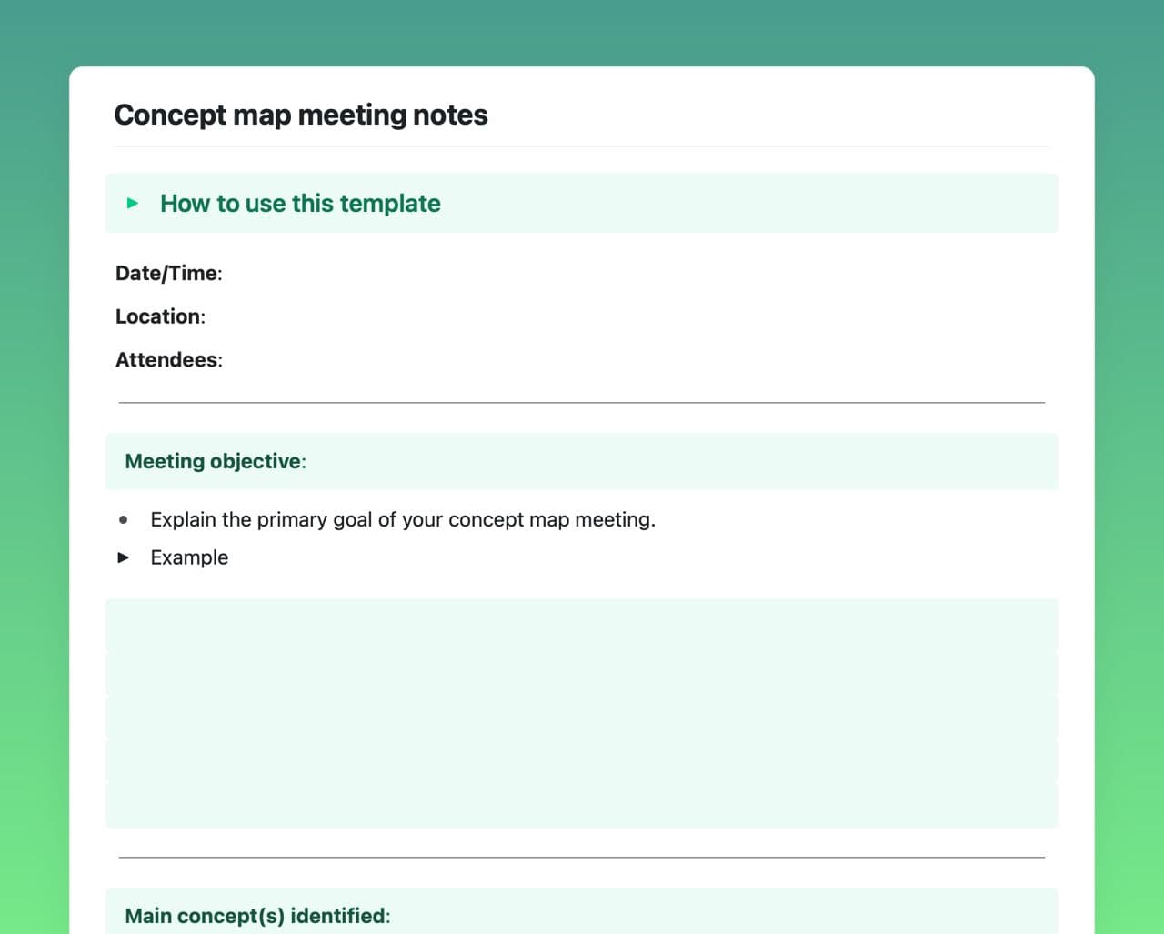 Craft Free Template: Concept map meeting notes