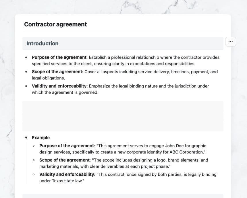 Craft Free Template: Contractor agreement