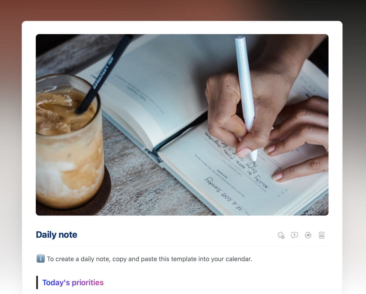 Craft Free Template: Daily note template