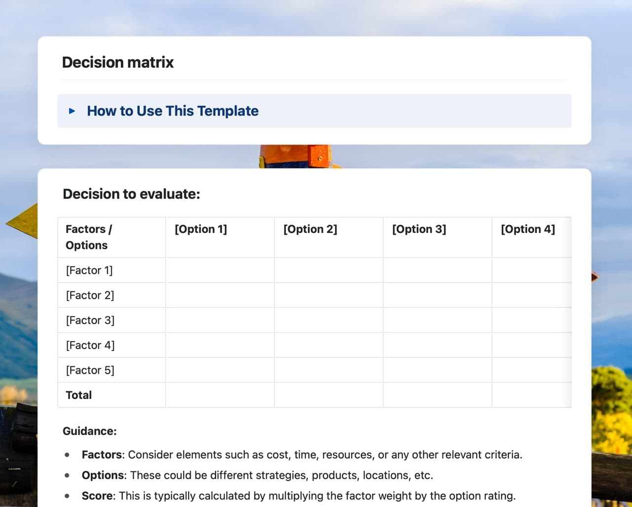 decision matrix in craft 
