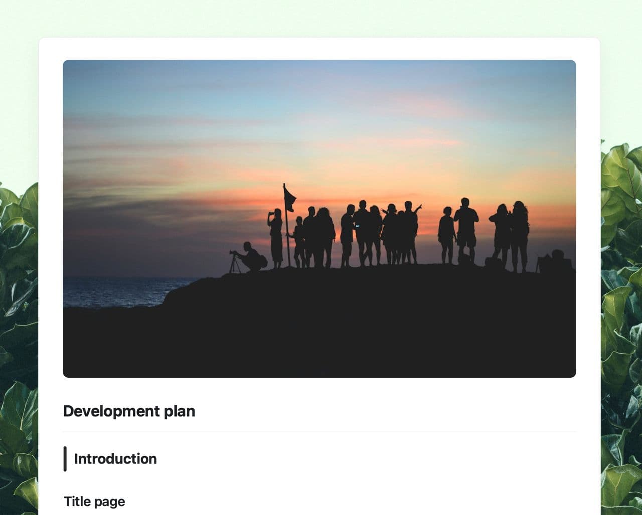 Craft Free Template: Development plan