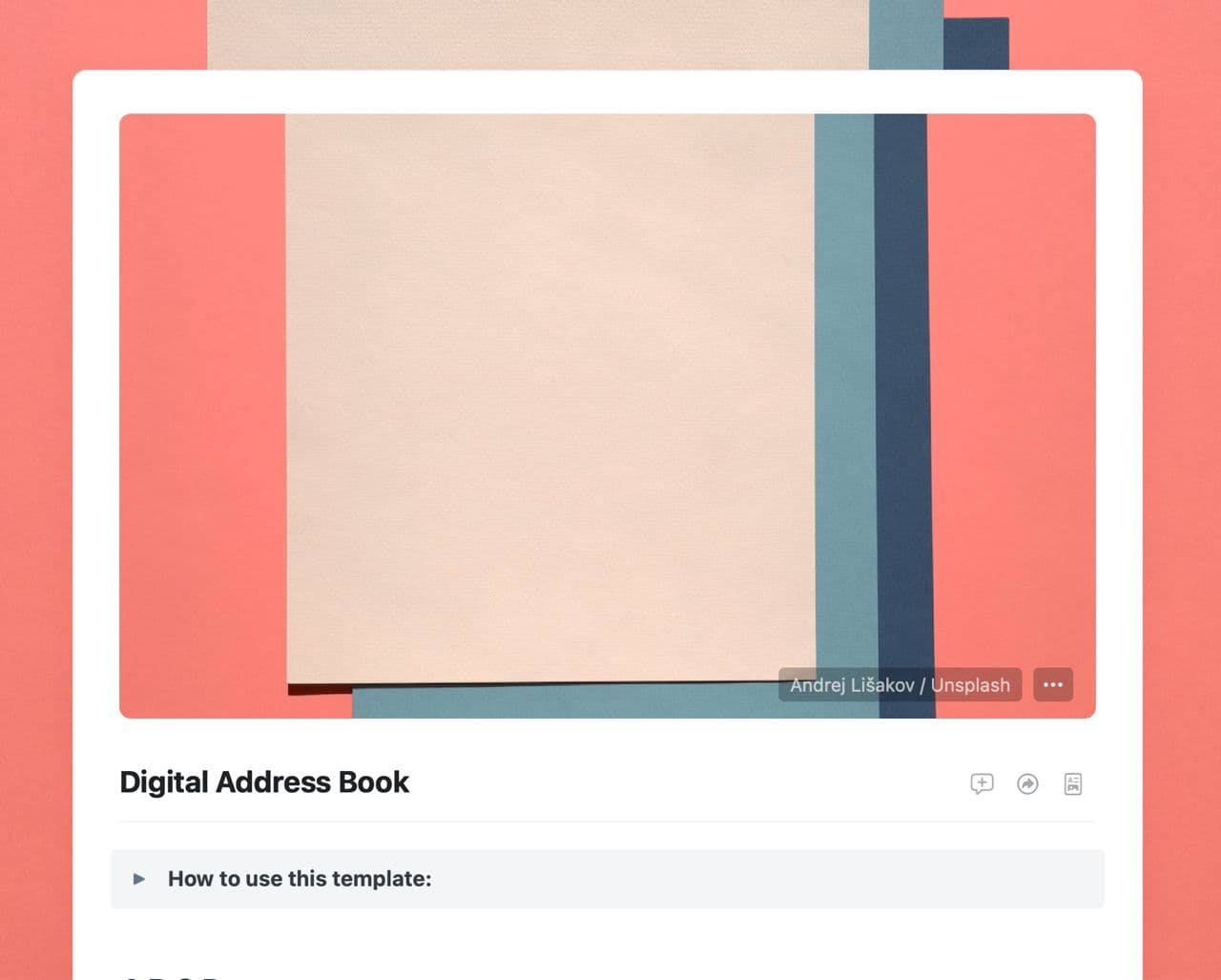 Digital address book template in Craft