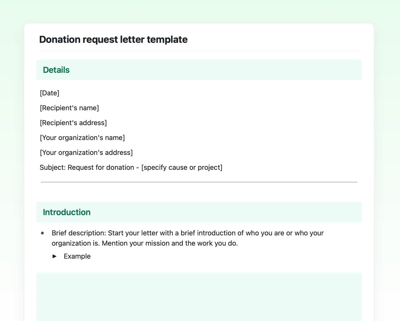 Craft Free Template: Donation request letter