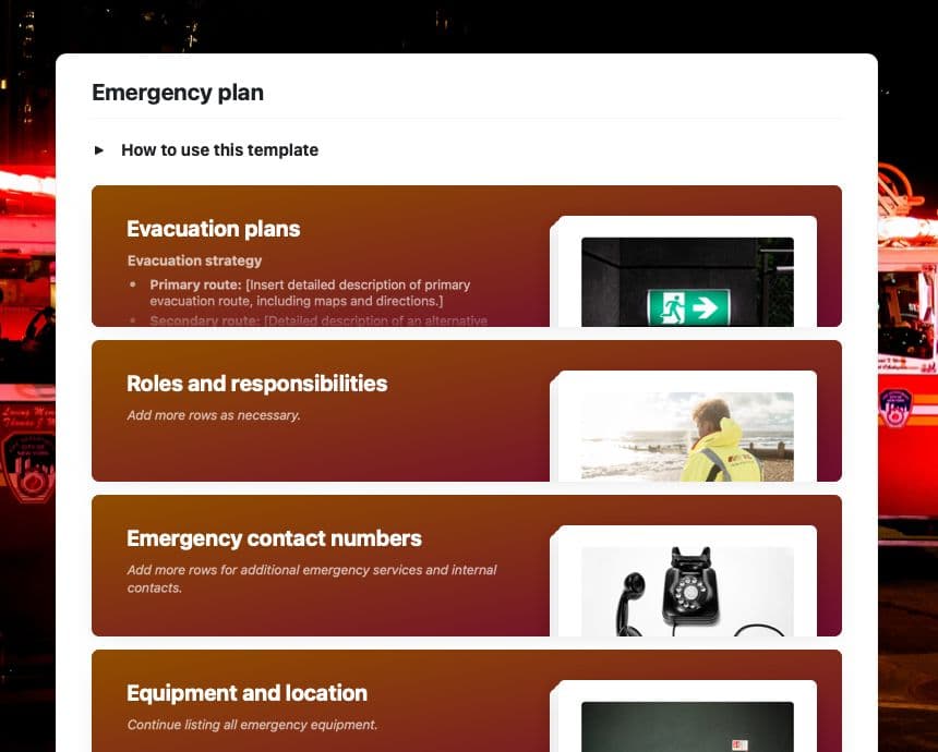 Emergency plan in Craft