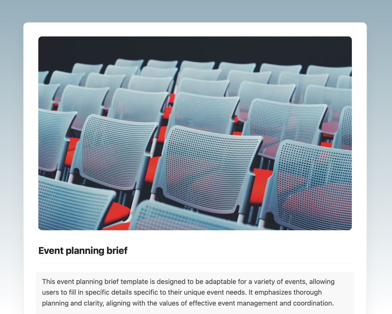 Craft Free Template: Event planning brief