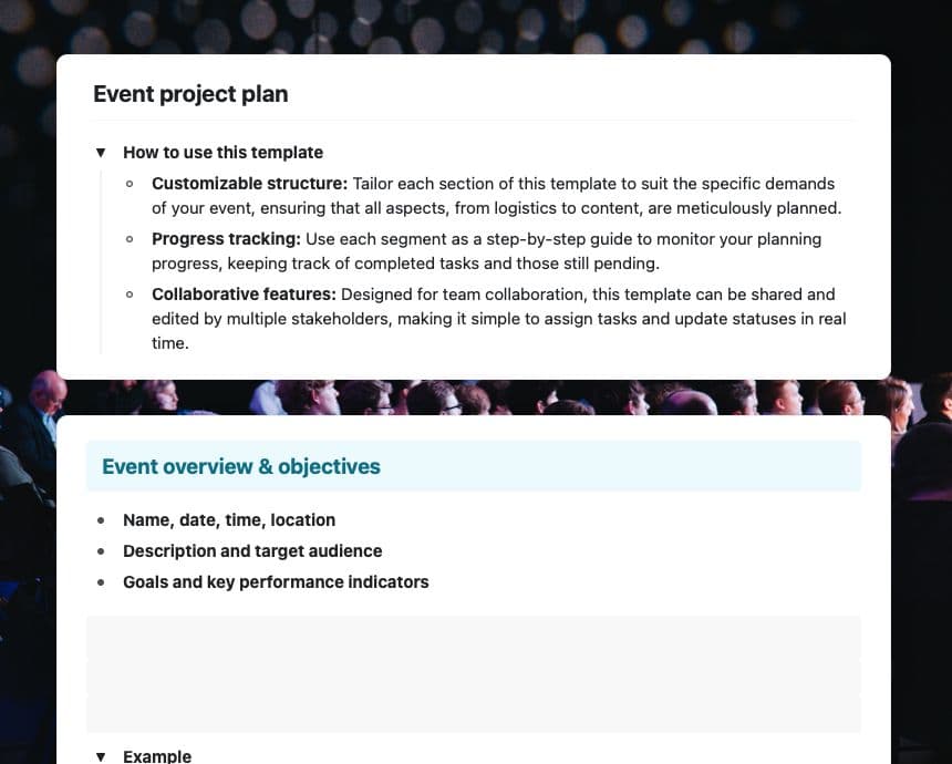 Craft Free Template: Event project plan