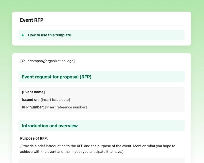 Craft Free Template: Event RFP