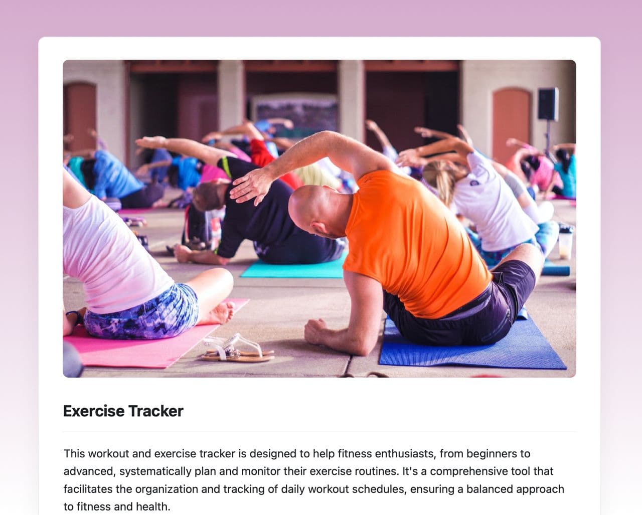 Craft Free Template: Exercise tracker