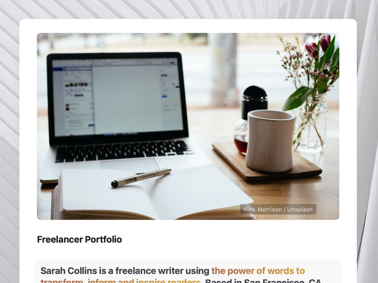 Craft Free Template: Freelancer Portfolio (white)
