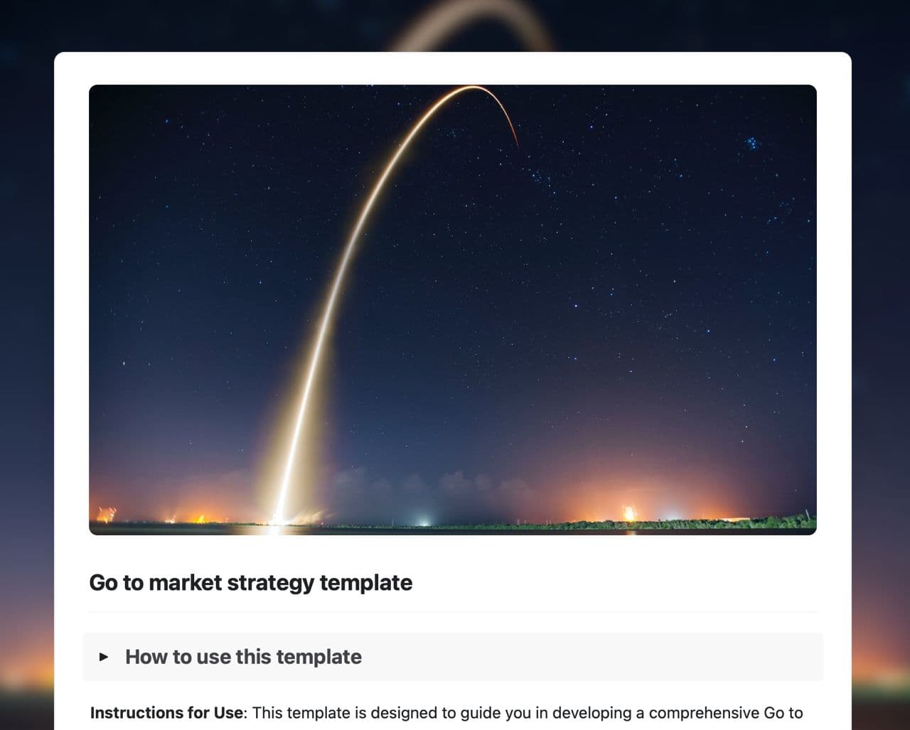 Craft Free Template: Go to market strategy template