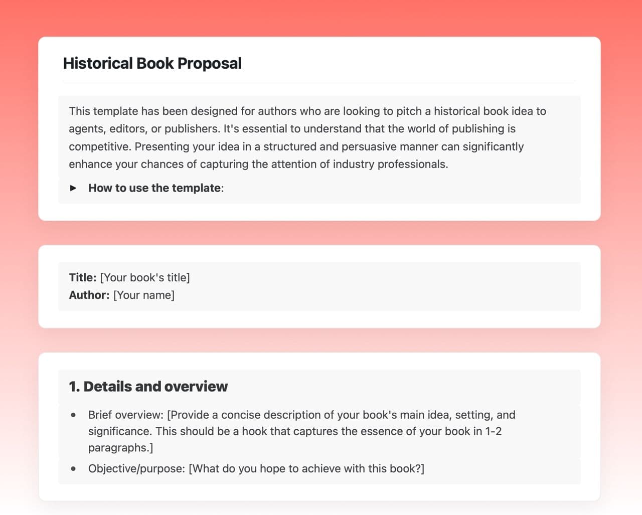 Historical book proposal in craft