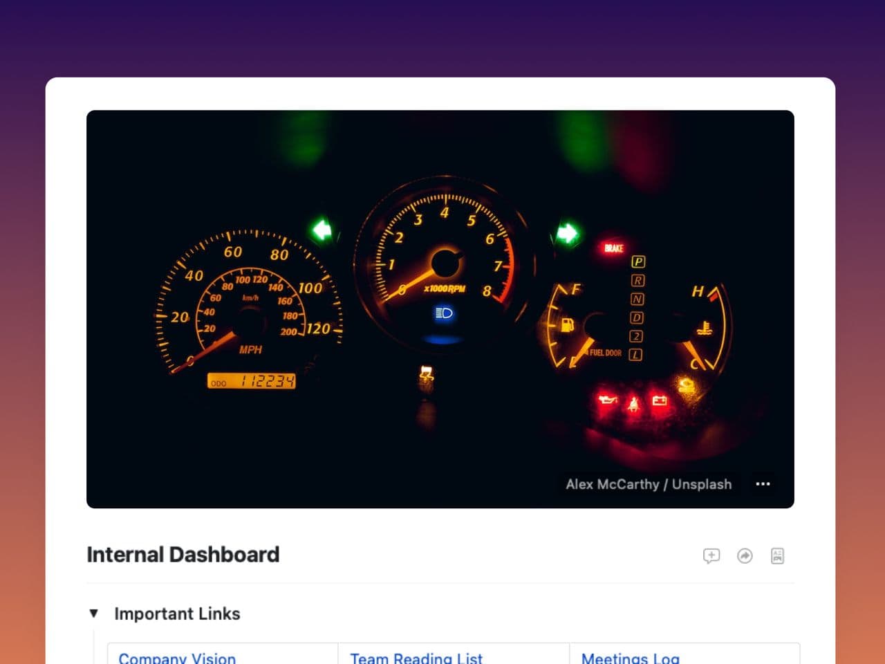 Craft Free Template: Internal Dashboard Template