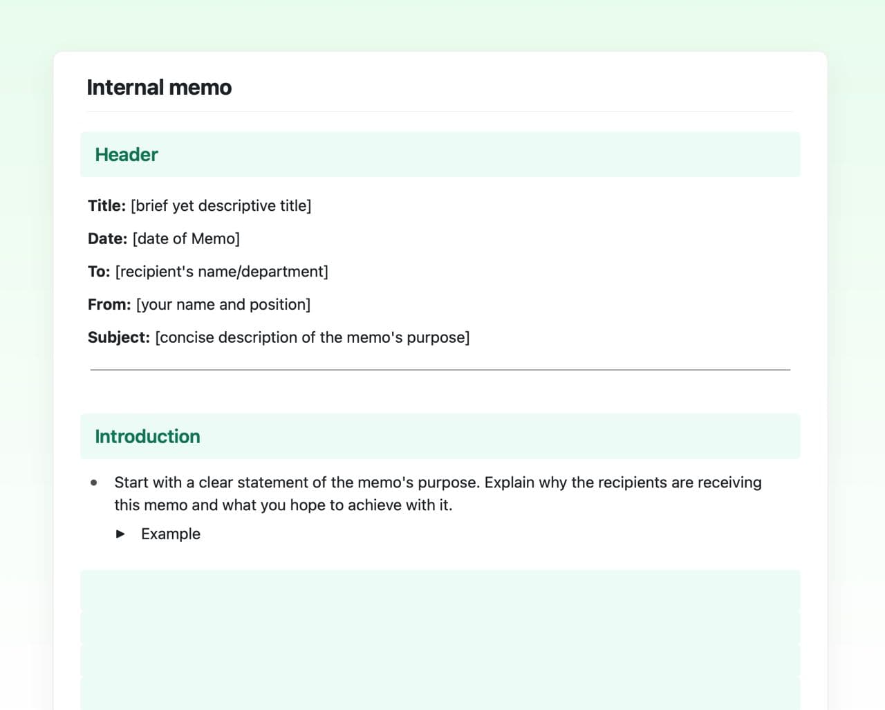 Craft Free Template: Internal memo