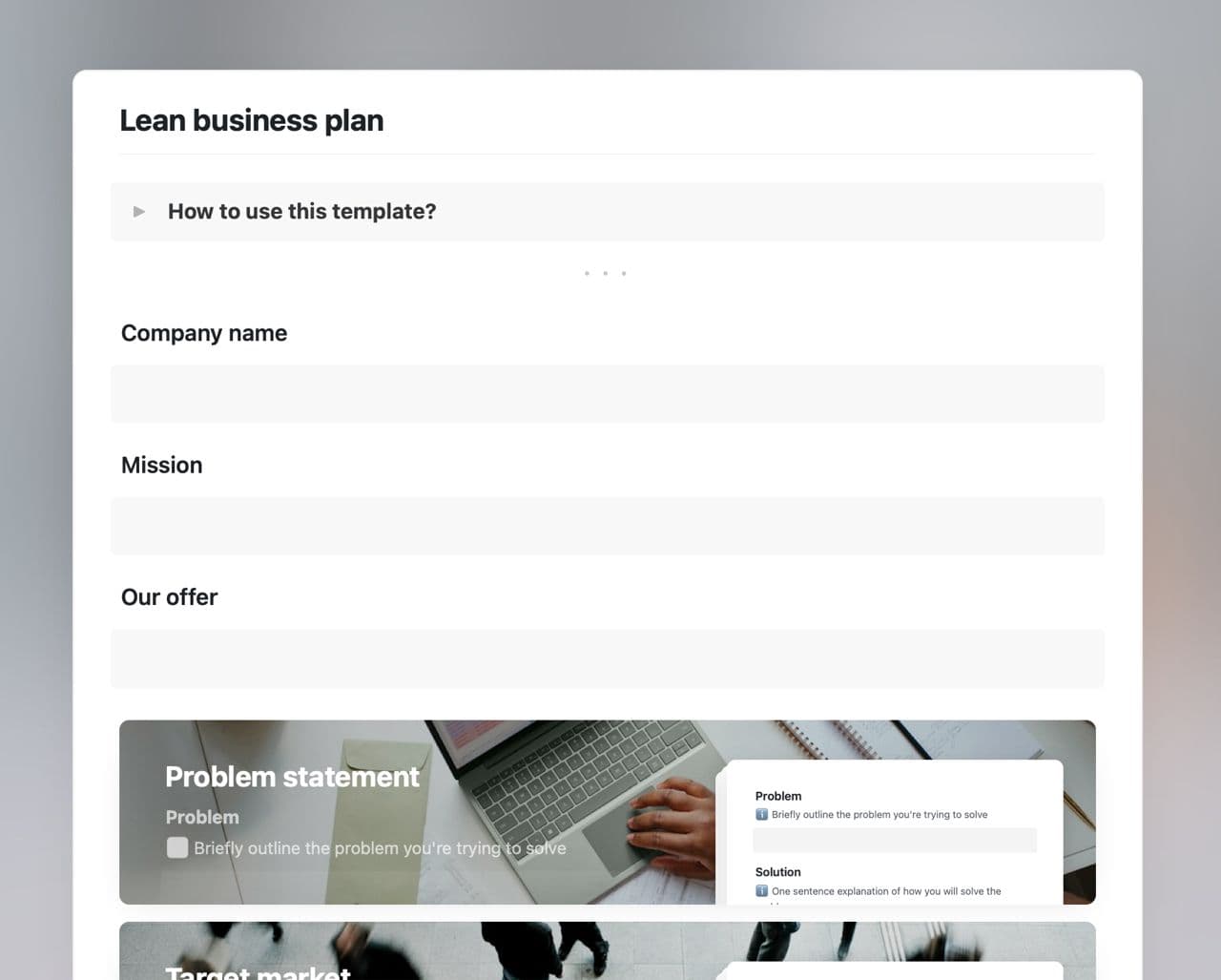 Craft Free Template: Lean business plan