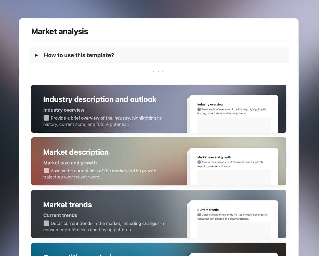 Craft Free Template: Market analysis