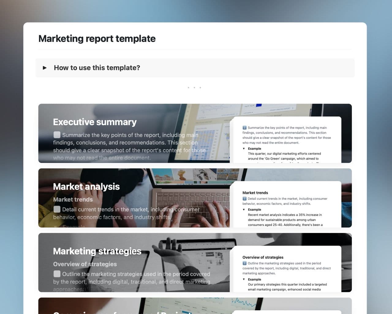 Craft Free Template: Marketing report template