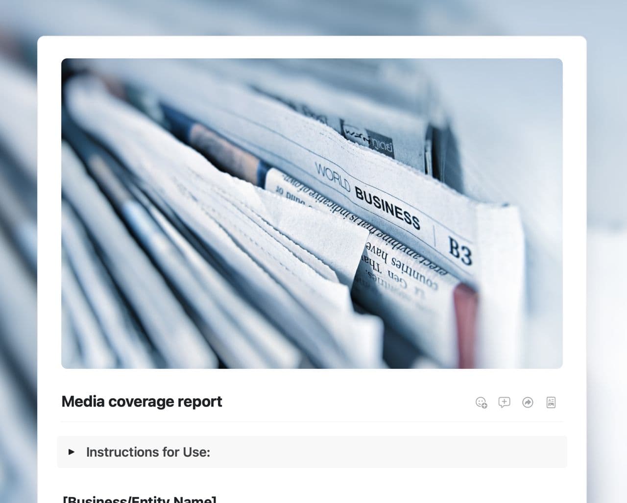 Craft Free Template: Media coverage report