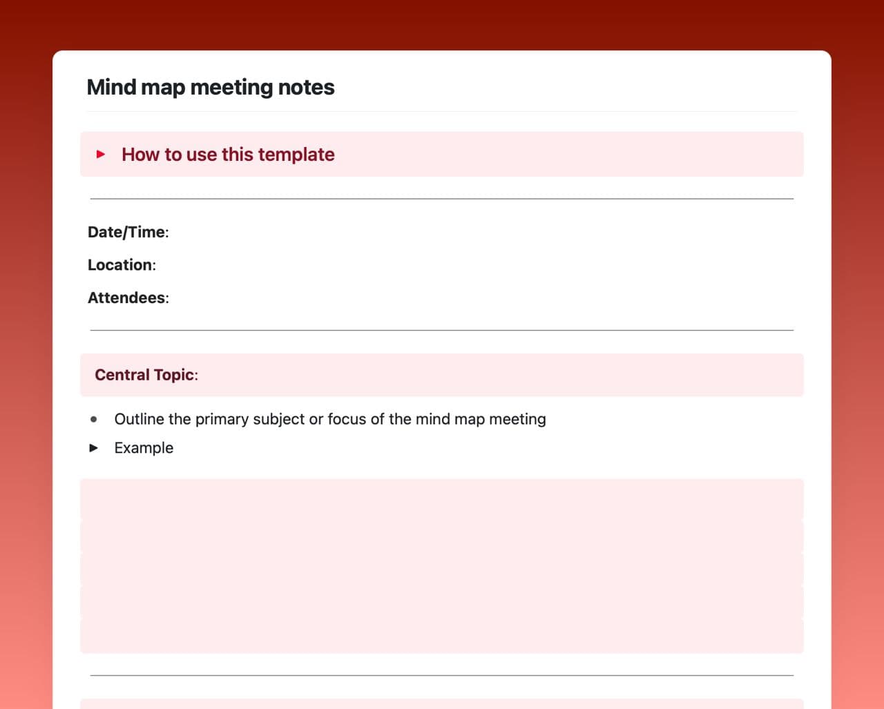Craft Free Template: Mind map meeting notes