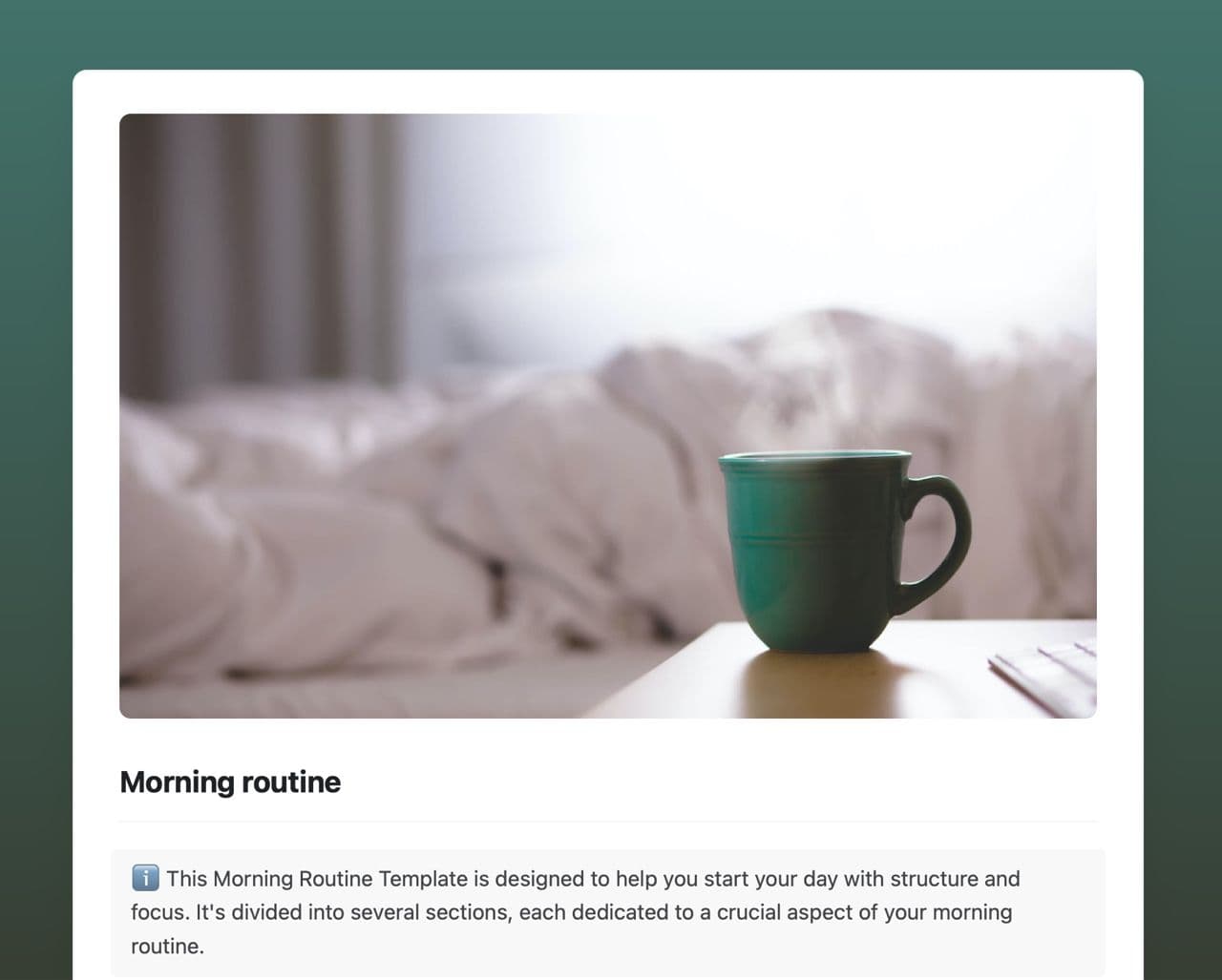 Craft Free Template: Morning routine