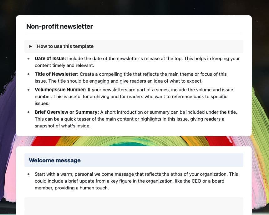 Craft Free Template: Non-profit newsletter