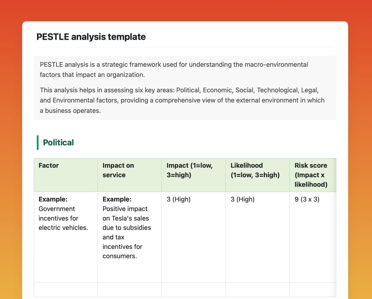 PESTLE analysis in craft