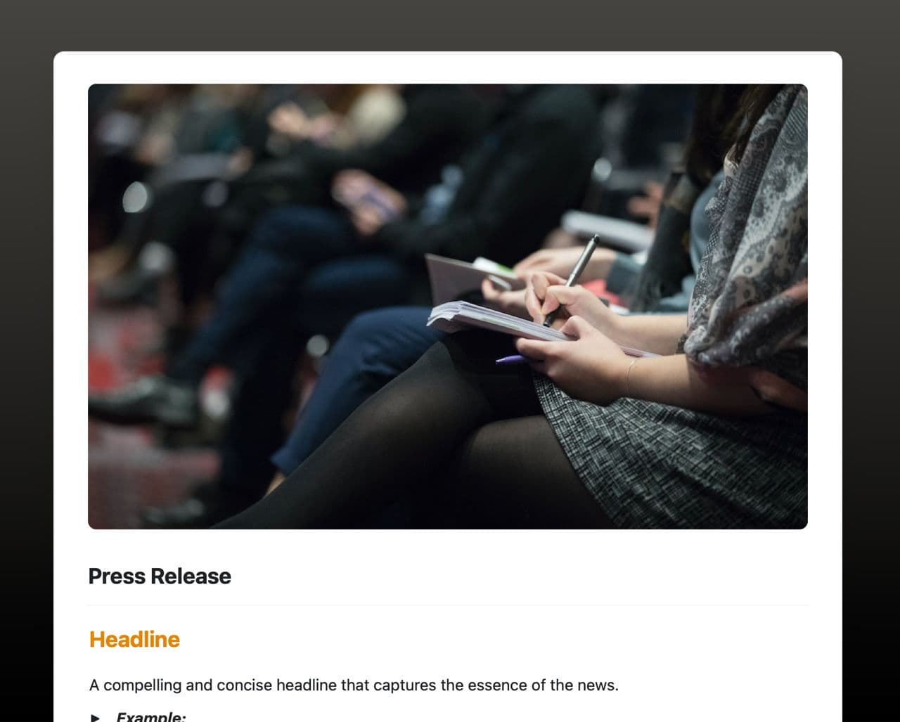 Craft Free Template: Press release