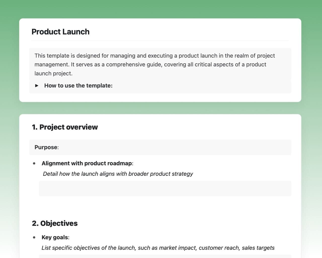 Craft Free Template: Product launch