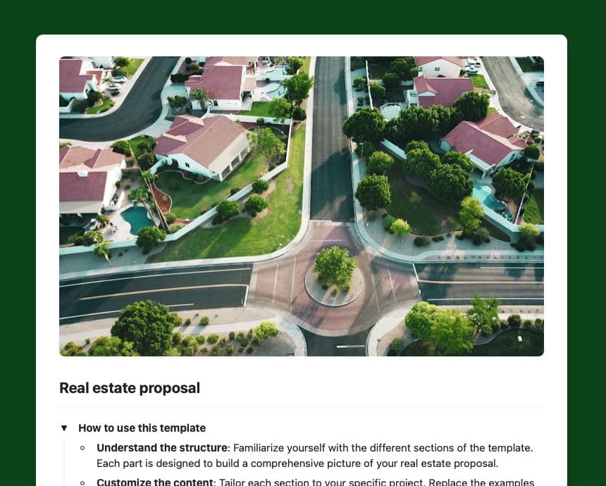 Craft Free Template: Real estate proposal