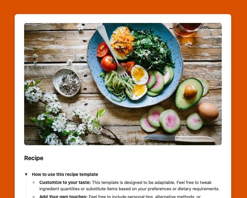 Craft Free Template: Recipe
