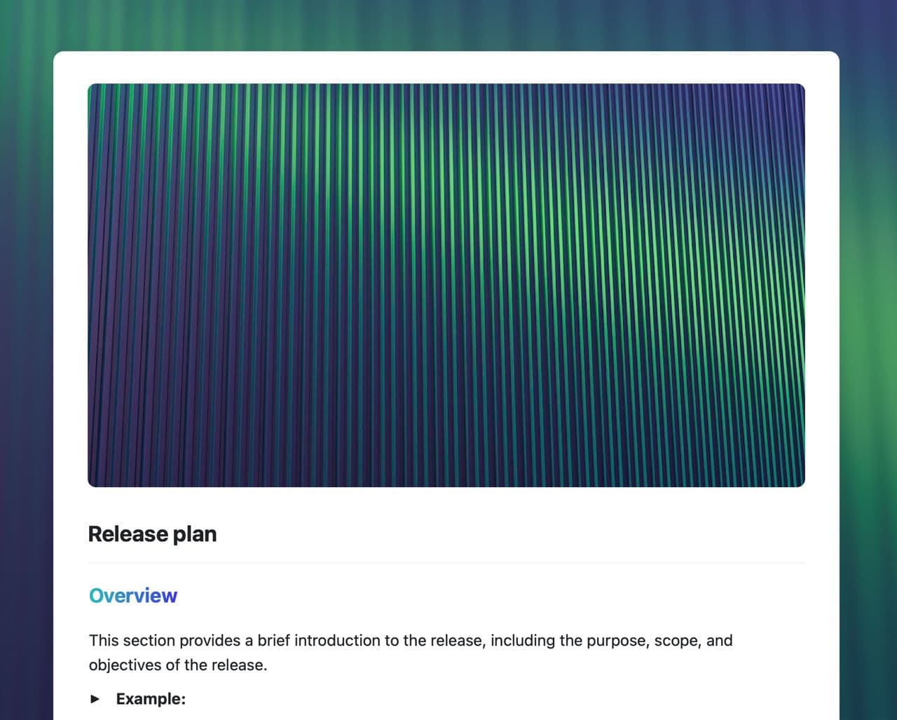 Release plan template in Craft showing instructions.