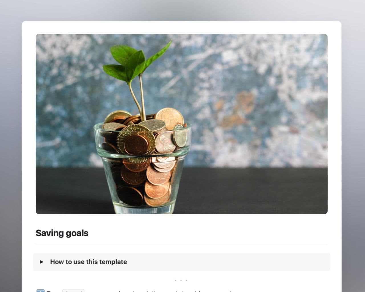 Craft Free Template: Saving goals template