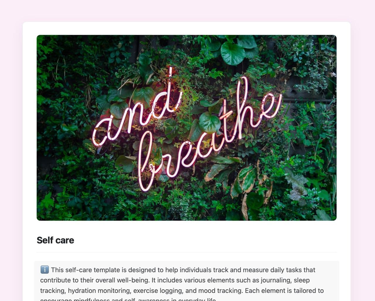 Craft Free Template: Self-care template