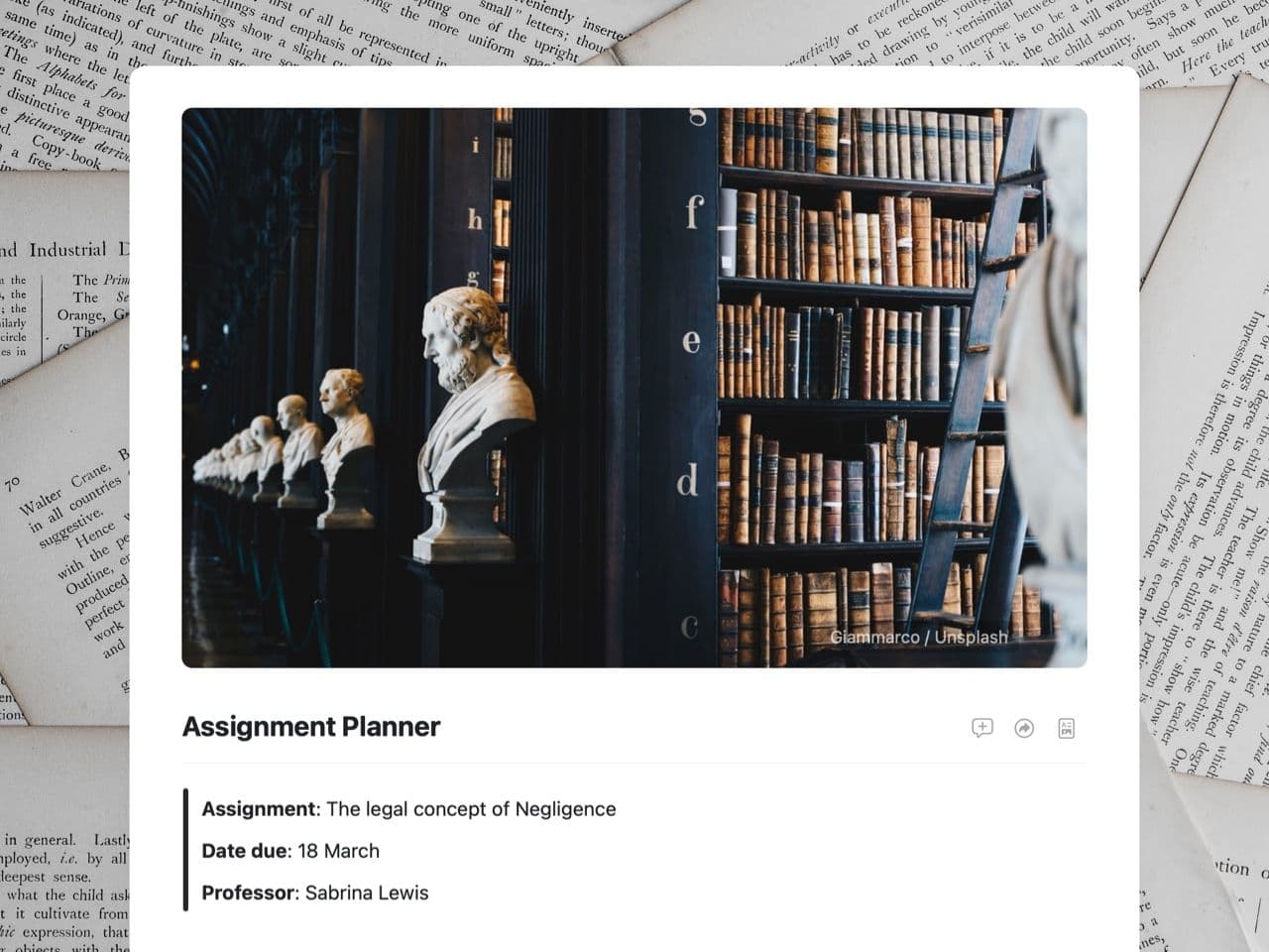 Craft Free Template: Assignment planner
