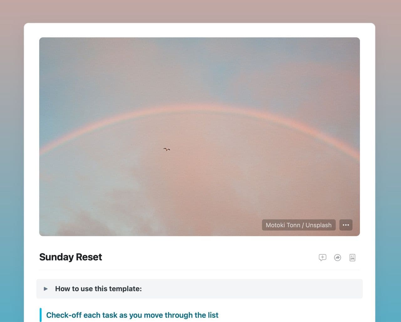 Craft Free Template: Sunday Reset